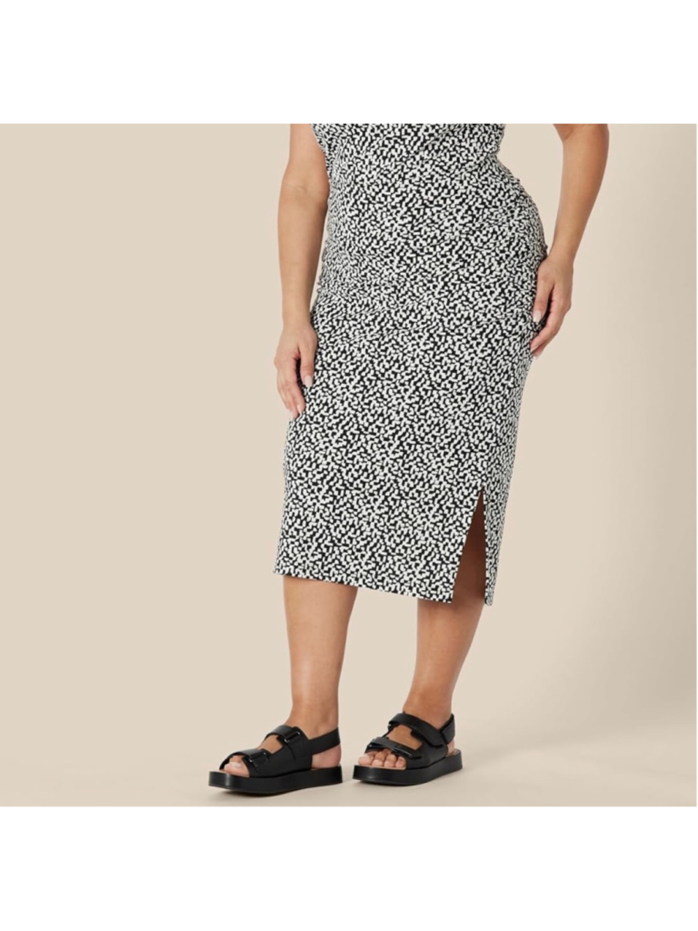 NEW Amazon Essentials Slim-Fit Ruched Matte Jersey Midi Skirt 2X XXL